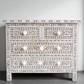 Bone Inlay Floral Chest Of 4 Drawer Brown | Bone Inlay Floral 4 Drawers Dresser Table Brown